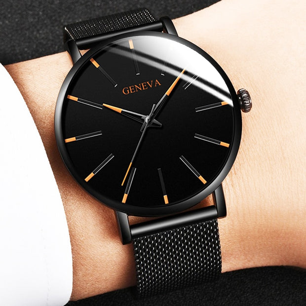 2022 Minimalist Men Fashion Ultra Thin Watches Simple Men Business Stainless Steel Mesh Belt Quartz Watch relogio masculino 0 DailyAlertDeals   