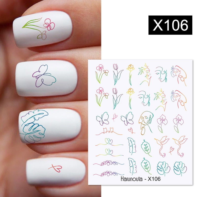 Harunouta Purple Blue Flowers Ink Blooming Nail Water Decals Geometry Line Ripple French Nail Stickers Manicuring Foils Wraps Nail Stickers DailyAlertDeals X106  