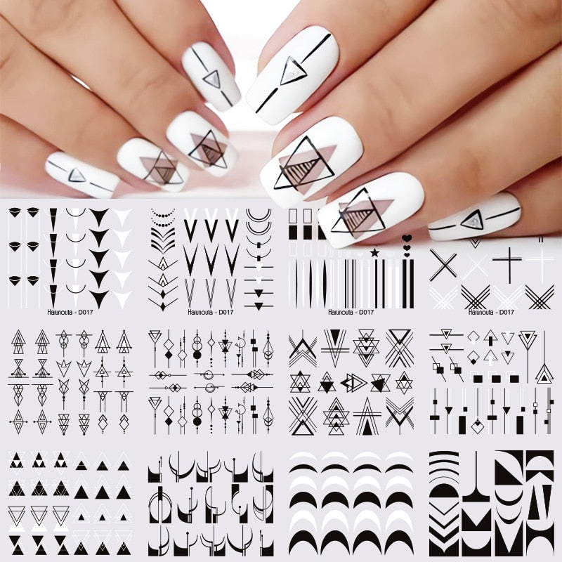 12 Designs Nail Stickers Set Mixed Floral Geometric Nail Art Water Transfer Decals Sliders Flower Leaves Manicures Decoration 0 DailyAlertDeals D017  