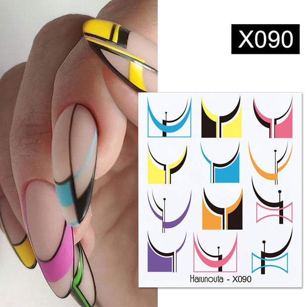 Harunouta Butterfly Flower Design Leaves Nail Water Decals Color Wave Geometric Line Charms Sliders Decoration Tips For Nail Art 0 DailyAlertDeals X090  