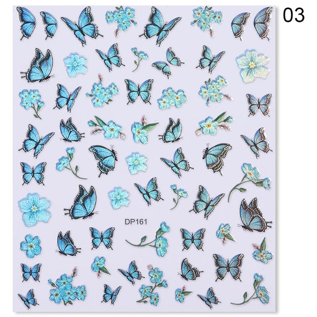 Nail Blue Butterfly Stickers Flowers Leaves Self Adhesive Decals 3D Transfer Sliders Wraps Manicure Foils DIY Decorations Tips 0 DailyAlertDeals 23  