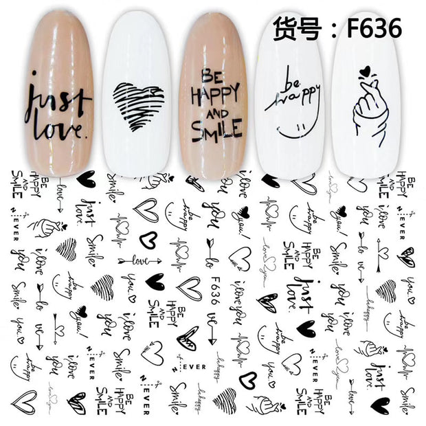 2021 New Geometric Letter nail sticker Water Slider Russian winter decal Christmas new year gift nail slider temporary tattos 0 DailyAlertDeals F636  