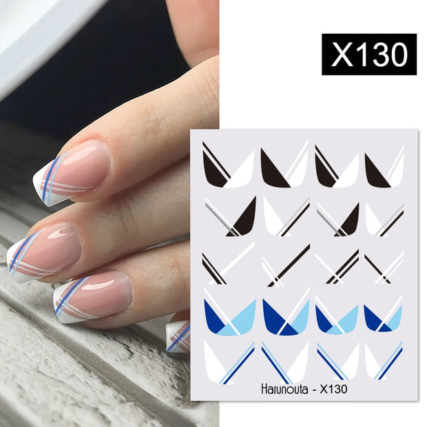 Harunouta French Line Pattern 3D Nail Art Stickers Fluorescence Color Flower Marble Leaf Decals On Nails  Ink Transfer Slider 0 DailyAlertDeals X130  
