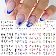 12 Designs Nail Stickers Set Mixed Floral Geometric Nail Art Water Transfer Decals Sliders Flower Leaves Manicures Decoration 0 DailyAlertDeals D016  