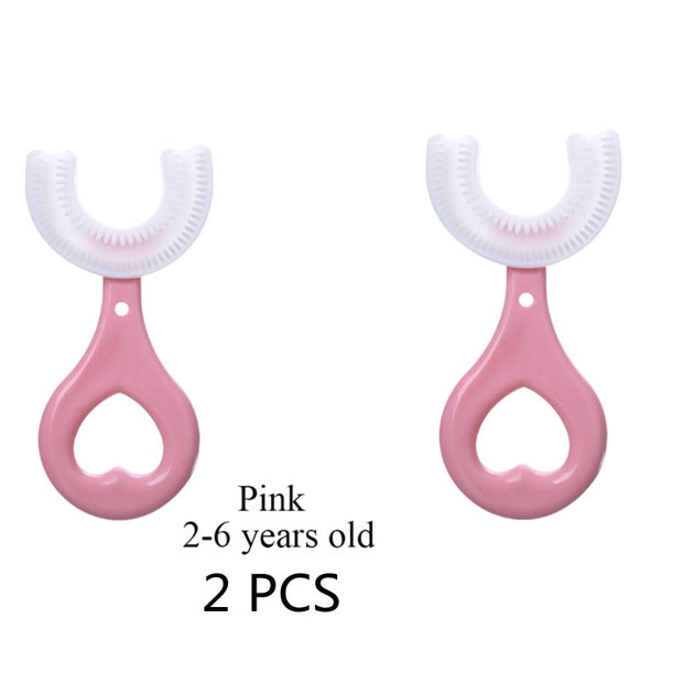 Toothbrush Children 360 Degree U-shaped Child Toothbrush Teethers Brush Silicone Kids Teeth Oral Care Cleaning baby teether DailyAlertDeals 2pcs 1  