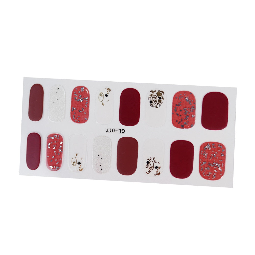 16 Tips/Sheet Glitter Series Shiny Manicure Decoracion Designed Nail Art Stickers 2020 Nail Decoration Nail Wraps Shiny Decal stickers for nails DailyAlertDeals GL-017  
