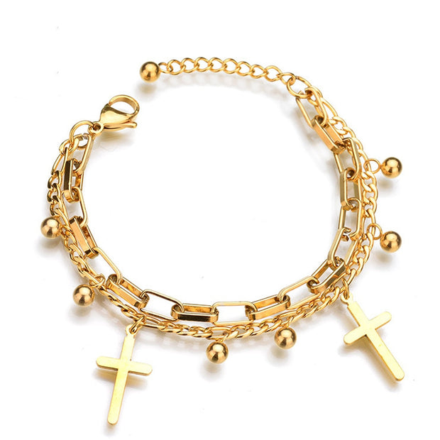 Stainless Steel Love Heart Bracelets For Women Party Gift Fashion Joyas de Chain Charm Bracelets Jewelry Wholesale Text Engraved 0 DailyAlertDeals AD1200-G China 18cm