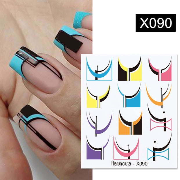 Harunouta Purple Blue Flowers Ink Blooming Nail Water Decals Geometry Line Ripple French Nail Stickers Manicuring Foils Wraps Nail Stickers DailyAlertDeals X090  
