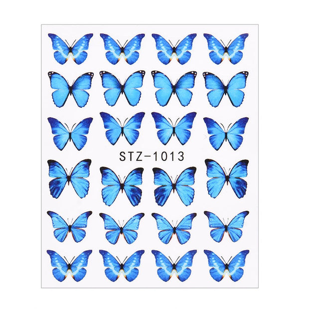 3D Watercolor Butterflies Sliders Nail Art Water Transfer Decal Sticker Blue Valentine&#39;s Day Nail Decoration Tattoo Manicure 0 DailyAlertDeals TA634  
