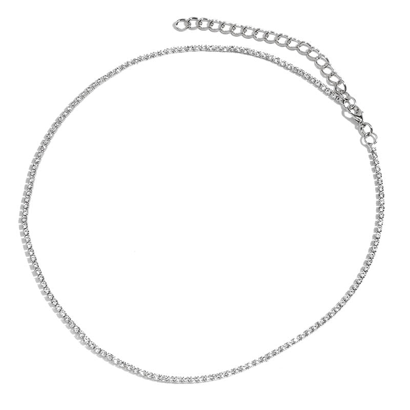 Caraquet Ice out A-Z Letter Initial Pendant Necklace Silver Color Tennis Chain Choker Necklace Female Fashion Statement Jewelry 0 DailyAlertDeals A0262SL  