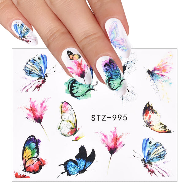 3D Watercolor Butterflies Sliders Nail Art Water Transfer Decal Sticker Blue Valentine&#39;s Day Nail Decoration Tattoo Manicure 0 DailyAlertDeals   
