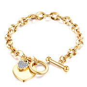 Stainless Steel Love Heart Bracelets For Women Party Gift Fashion Joyas de Chain Charm Bracelets Jewelry Wholesale Text Engraved 0 DailyAlertDeals AD1201-G China 18cm