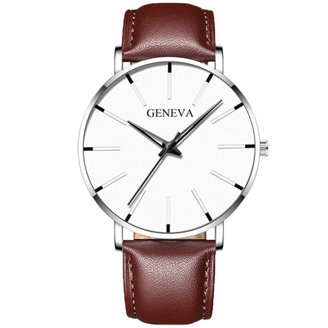 2022 Minimalist Men Fashion Ultra Thin Watches Simple Men Business Stainless Steel Mesh Belt Quartz Watch relogio masculino 0 DailyAlertDeals Leather Silver Brown  