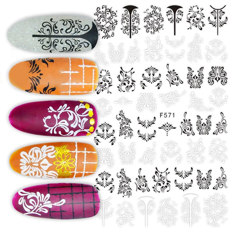 Harunouta Slider Design 3D Black People Silhouettes Blooming Nail Stickers Gold Bronzing Leaf Flower Nail Foils Decoration Nail Stickers DailyAlertDeals 7  