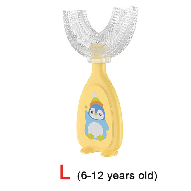 Baby toothbrush children teeth oral care cleaning brush soft Silicone teethers baby toothbrush new born baby items 2-12Y Baby silicon soft toothbrush DailyAlertDeals yellow L  