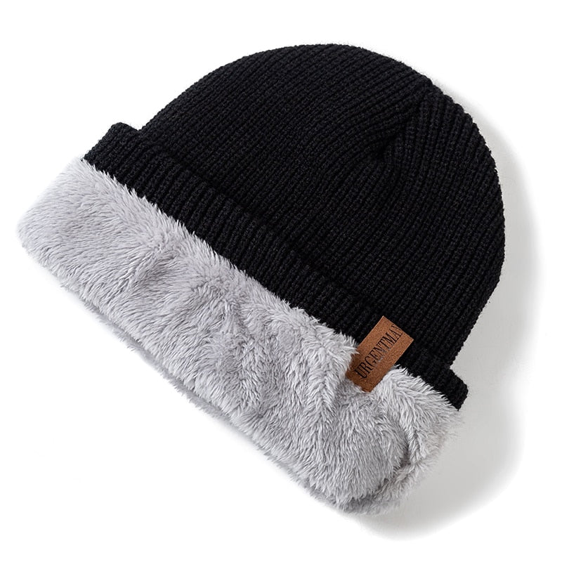 New Unisex Letter Beanie Hat Leisure Add Fur Lined Winter Hats For Men Women Keep Warm Knitted Hat Fashion Solid Ski Bonnet Cap Beanie hat unisex DailyAlertDeals   