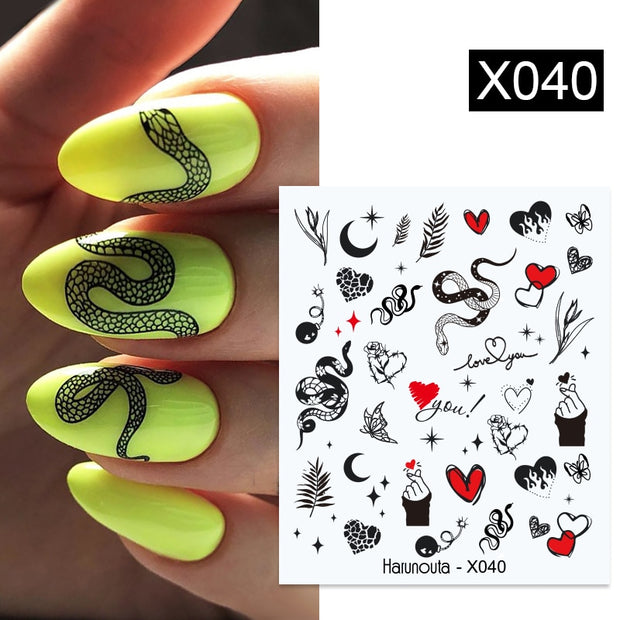 Harunouta  1Pc Spring Water Nail Decal And Sticker Flower Leaf Tree Green Simple Summer Slider For Manicuring Nail Art Watermark 0 DailyAlertDeals X040  