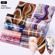 Nail Foils Marble Series Nail Transfer Foils Decorations DIY idea nail Art Transfer Sticker Decals Nail Accessories Nail Sticker DailyAlertDeals 10pcs marble 1  