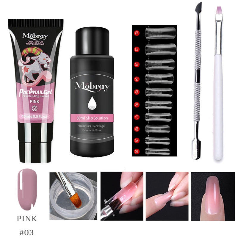 5PCS Poly Extension Gel Set Nail Art French Nail Art Clear Camouflage Color Nail Tip Form Crystal Nail Gel Slice Brush Nail Gel NAIL GEL DailyAlertDeals 03 China 