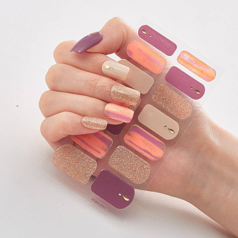 Four Sorts 0f Nail Stickers Nails Art Decoration Manicure Shiny Nail Decoration Decals Plain Stickers Nail Accesoires Women nail decal sticker DailyAlertDeals DQ3-57  