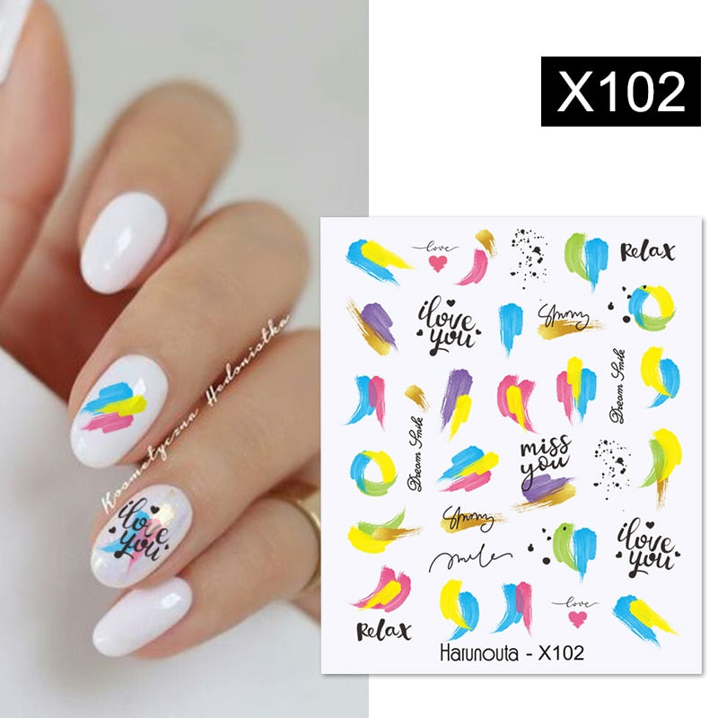 Harunouta Purple Blue Flowers Ink Blooming Nail Water Decals Geometry Line Ripple French Nail Stickers Manicuring Foils Wraps Nail Stickers DailyAlertDeals X102  