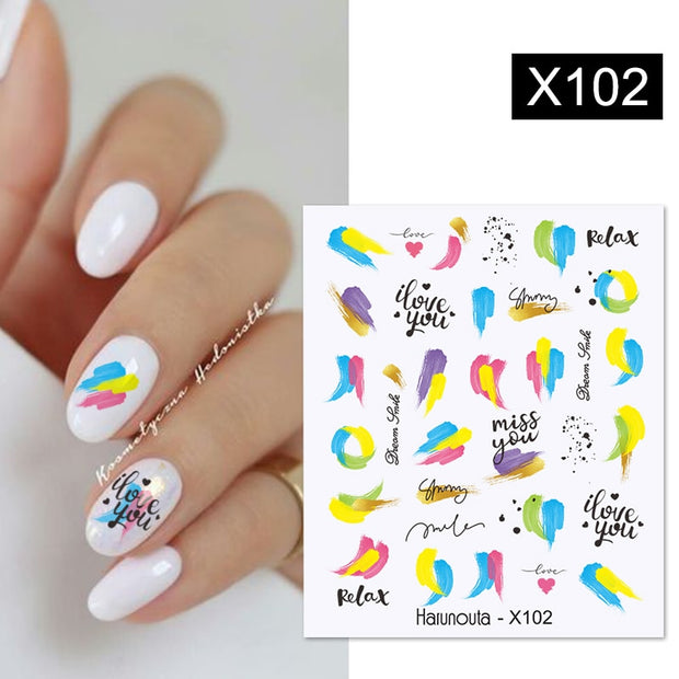 Harunouta Blue Ink Blooming Flowers Nail Water Decals Concise Floral Leaves Slider For Nails Geometric Waves DIY Manicures Tips Nail Stickers DailyAlertDeals X102  