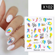 Harunouta Blooming Ink Marble 3D Nail Sticker Decals Leaves Heart Transfer Nail Sliders Abstract Geometric Line Nail Water Decal nail decal stickers DailyAlertDeals X102  