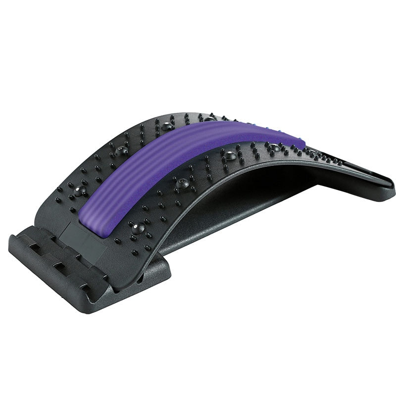 Multi-level Adjustable Back Massager Stretcher Waist Neck Stretch Fitness Lumbar Cervical Spine Support Pain Relief Relaxation Massager for neck DailyAlertDeals China Purple 