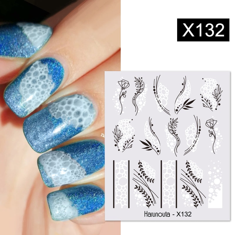 Harunouta Cool Geometrics Pattern Water Decals Stickers Flower Leaves Slider For Nails Spring Summer Nail Art Decoration DIY 0 DailyAlertDeals X132  