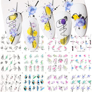 12 Designs Nail Stickers Set Mixed Floral Geometric Nail Art Water Transfer Decals Sliders Flower Leaves Manicures Decoration 0 DailyAlertDeals   