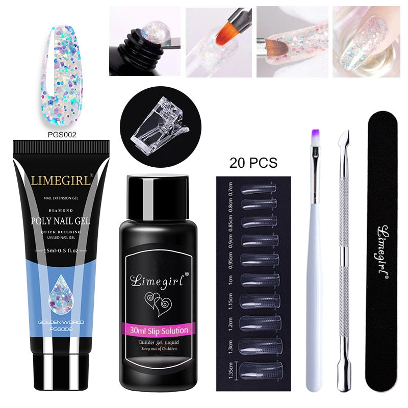 Poly gels Set for nail Extension Manicure Acryl Gel Varnish Set 15ML Poly gels Poly Nail Kit UV Gel Kit Poly gels Set for nail Extension DailyAlertDeals ZH119-PGS002 China 