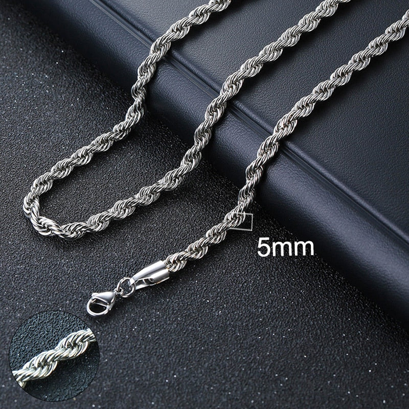 Vnox Cuban Chain Necklace for Men Women, Basic Punk Stainless Steel Curb Link Chain Chokers,Vintage Gold Tone Solid Metal Collar 0 DailyAlertDeals 5mm Silver Rope 45cm 