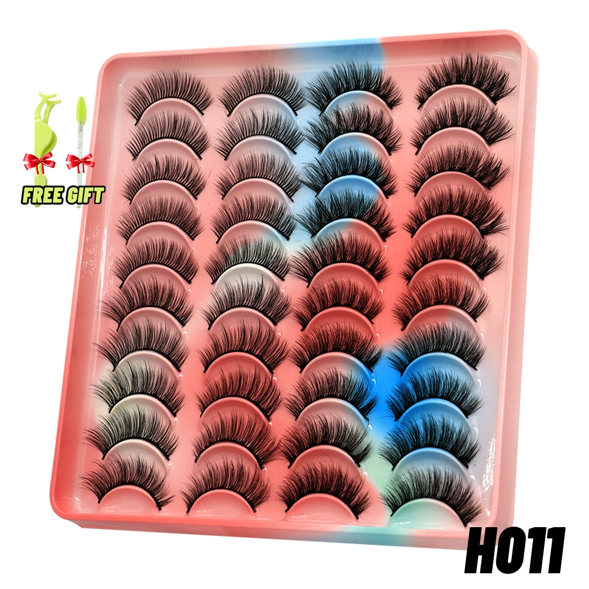 GROINNEYA Eyelashes 3D Mink Lashes Fluffy Soft Wispy Natural Cross Eyelash Extension Reusable Lashes Mink False Eyelashes Makeup 0 DailyAlertDeals 20pairs-H011 France 