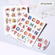 Harunouta Abstract Lady Face Water Decals Fruit Flower Summer Leopard Alphabet Leaves Nail Stickers Water Black Leaf Sliders Nail Stickers DailyAlertDeals 2pcs-45  