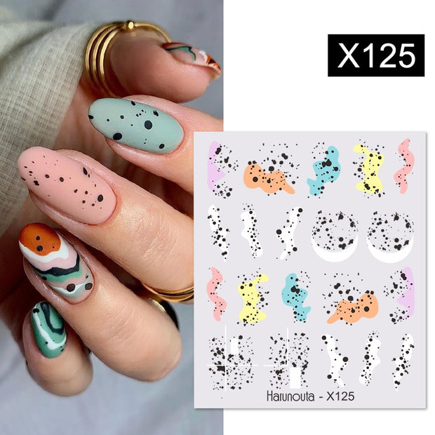 Harunouta French Black White Geometrics Pattern Water Decals Stickers Flower Leaves Slider For Nails Spring Summer Nail Design Nail Stickers DailyAlertDeals X125  