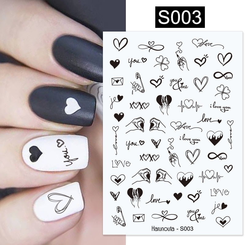 Harunouta Marble Blooming 3D Nail Sticker Decals Flower Leaves Transfer Water Sliders Abstract Geometric Lines Nail Watermark Nail Stickers DailyAlertDeals S003  