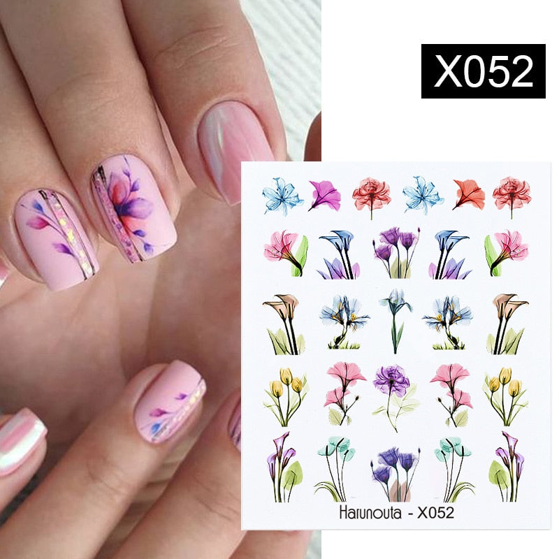 Harunouta Spring Simple Green Theme Water Decal Sticker Flower Leaf Tree Summer DIY Slider For Manicuring Nail Art Watermarks Nail Stickers DailyAlertDeals X052  