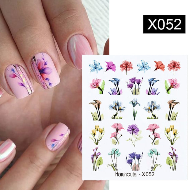 Harunouta Black Lines Flower Leaves Water Decals Stickers Floral Face Marble Pattern Slider For Nails Summer Nail Art Decoration 0 DailyAlertDeals X052  