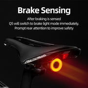 ROCKBROS Bicycle Smart Auto Brake Sensing Light IPx6 Waterproof LED Charging Cycling Taillight Bike Rear Light Accessories Q5 0 DailyAlertDeals   