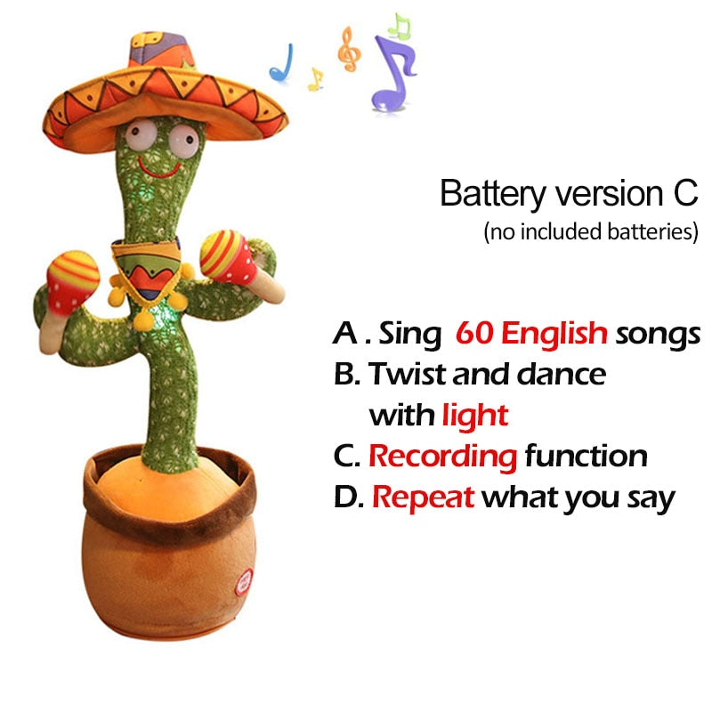 Lovely Talking Wiggle Dancing Cactus Doll Repeat English Songs Plush Cactus Toys for Babies Christmas Toy Gift Lovely Talking Toy Dancing Cactus Doll DailyAlertDeals Style3 English Songs USA 