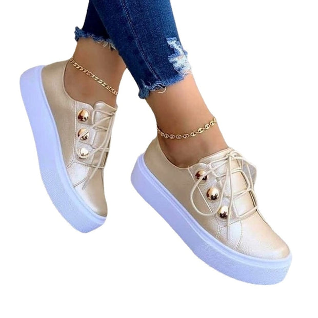 White Shoes Women 2022 Fashion Round Toe Platform Shoes Size 43 Casual Shoes Women Lace Up Flats Women Loafers Zapatos Mujer 0 DailyAlertDeals   