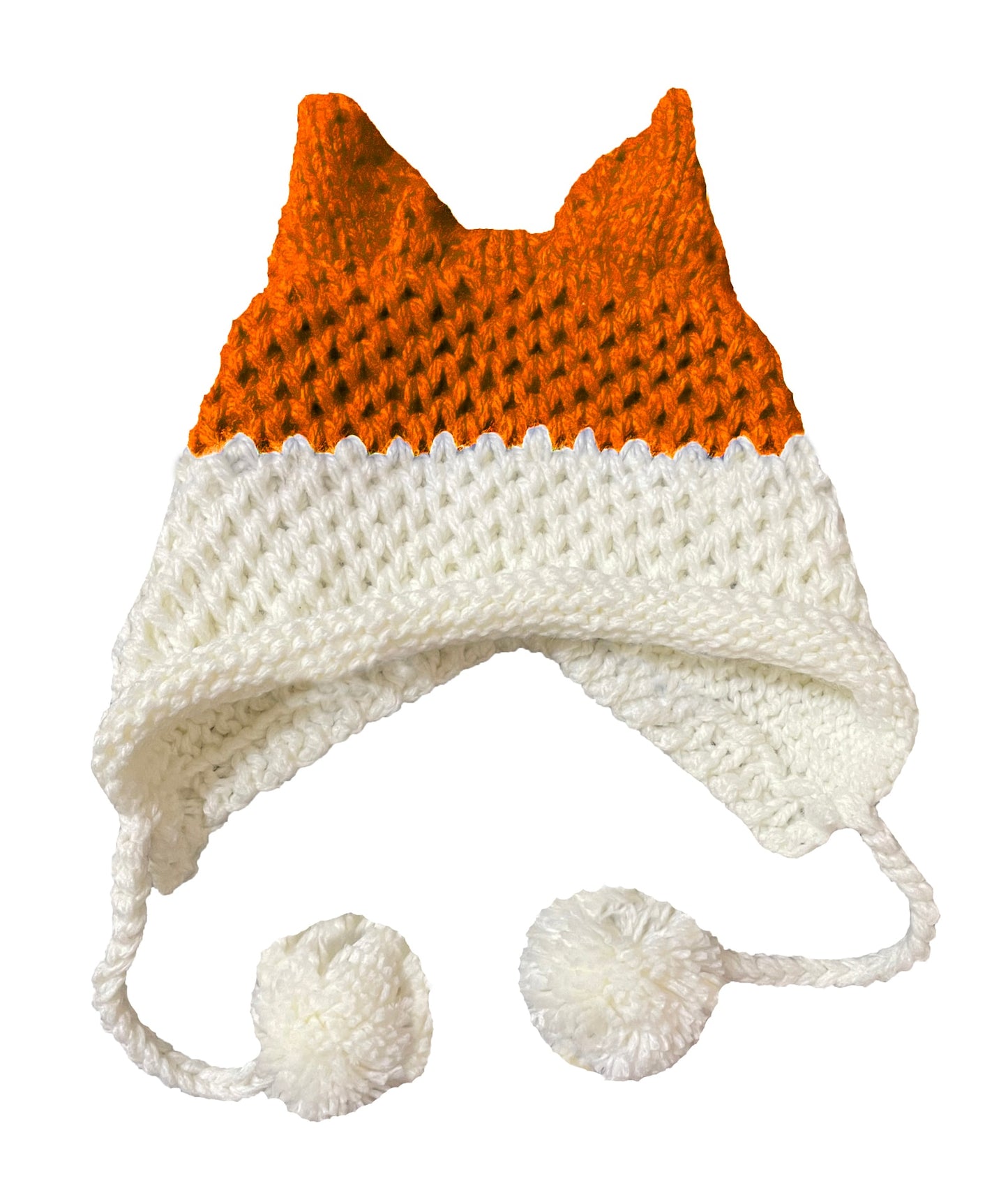BomHCS Cute Fox Ears Beanie Winter Warm 100% Handmade Knit Hat 0 DailyAlertDeals Orange White  