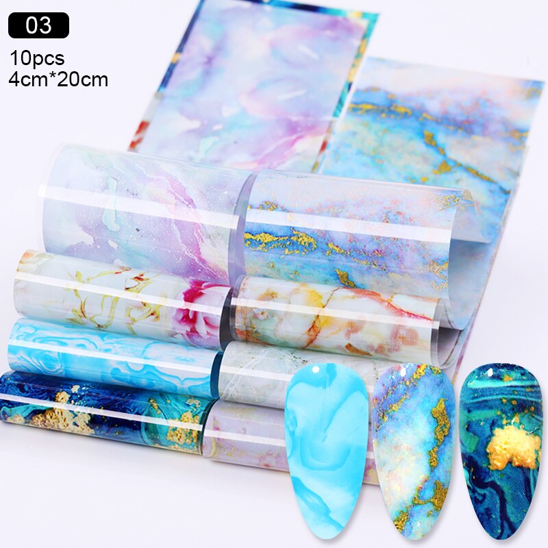 Nail Foils Marble Series Nail Transfer Foils Decorations DIY idea nail Art Transfer Sticker Decals Nail Accessories Nail Sticker DailyAlertDeals 10pcs marble 3  