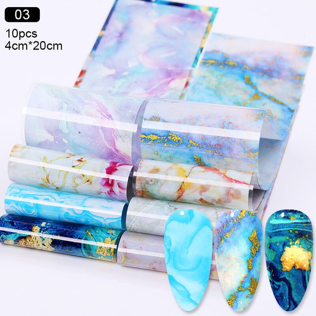 Nail Foils Marble Series Nail Transfer Foils Decorations DIY idea nail Art Transfer Sticker Decals Nail Accessories Nail Sticker DailyAlertDeals 10pcs marble 3  
