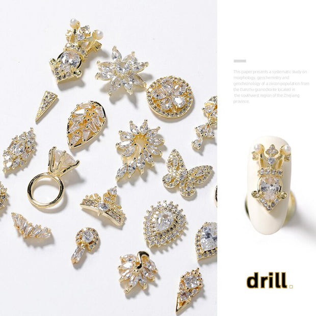 5 pieces 3D metal Zircon Nail art decorations Butterfly rhinestones nail art jewelry alloy zircon tassel pendant nail accessory Nail Rhinestones Jewelry DailyAlertDeals   