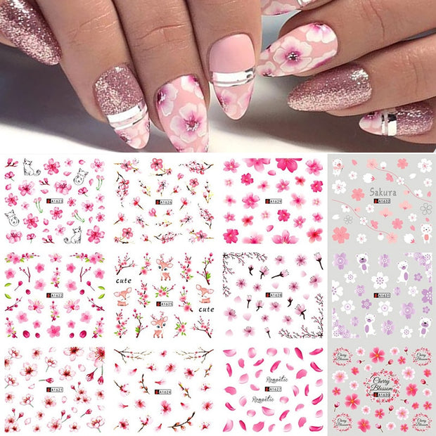 12 Designs Nail Stickers Set Mixed Floral Geometric Nail Art Water Transfer Decals Sliders Flower Leaves Manicures Decoration 0 DailyAlertDeals 54  