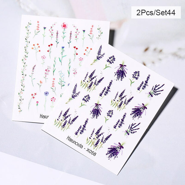 Harunouta Abstract Lady Face Water Decals Fruit Flower Summer Leopard Alphabet Leaves Nail Stickers Water Black Leaf Sliders Nail Stickers DailyAlertDeals 2pcs-44  