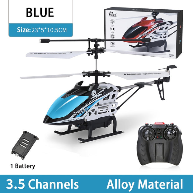 DEERC RC Helicopter 2.4G Aircraft 3.5CH 4.5CH RC Plane With Led Light Anti-collision Durable Alloy Toys For Beginner Kids Boys kids toy DailyAlertDeals 23CM Blue 1Battery  