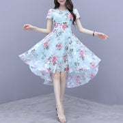 2022 New fashion women&#39;s French dress female temperament Round neck long-sleeved chiffon floral dresses 0 DailyAlertDeals   