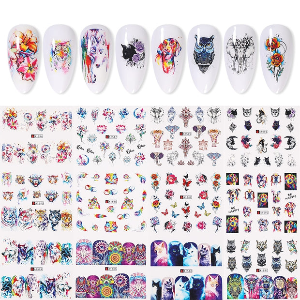 12 Designs Nail Stickers Set Mixed Floral Geometric Nail Art Water Transfer Decals Sliders Flower Leaves Manicures Decoration 0 DailyAlertDeals 05  